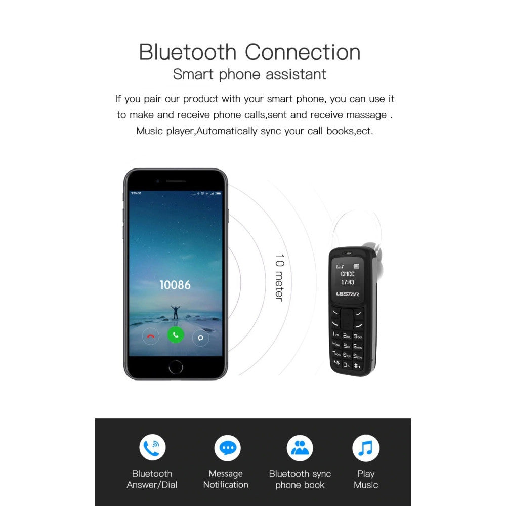 Trade Shop - Mini Telefono Cellulare Tascabile Auricolare Bm30 Bluetooth Wireless Sim Tf -