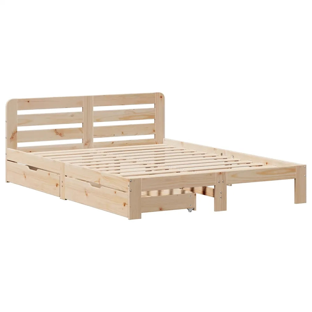 Letto senza Materasso-Struttura Letto 135x190 cm in Legno Massello di Pino 877444