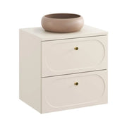 Set bagno TORNADO beige: mobile sottolavabo 60cm + piano per lavabo + lavabo da appoggio marrone rotondo