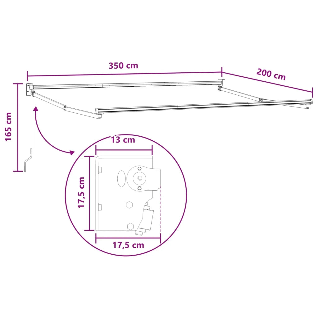 Tenda retrattile Sabbia 3,5 x 2 m 100% Poliestere e Alluminio 3425689