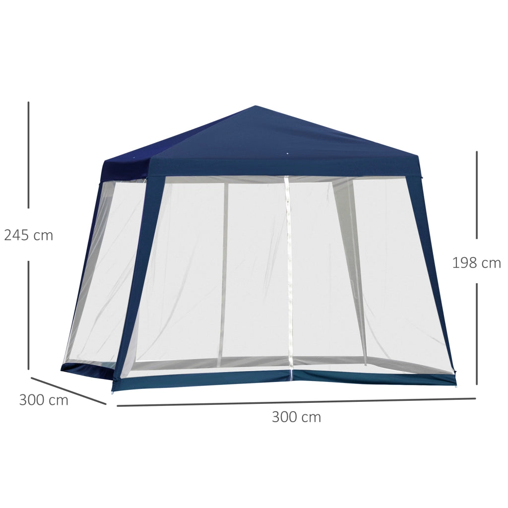Gazebo da giardino 3x3 m con zanzariera ¨C zephmum ¨C blu impermeabile UV