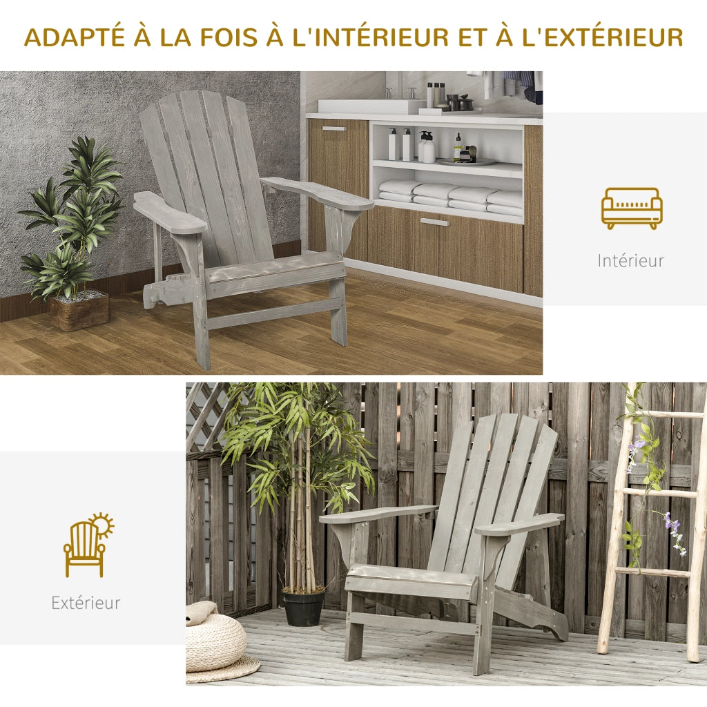 Poltrona Adirondack da Giardino ¨C Xylo ¨C Legno Massello Abete Grigio Effetto Invecchiato 78x89x88cm