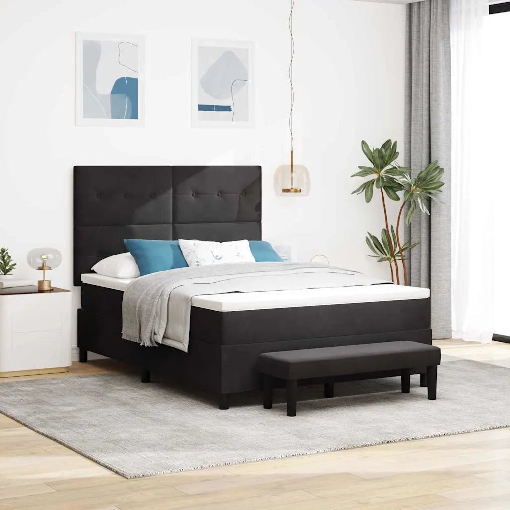 Letto a molle con testiera Nero 190 x 140 cm Velluto 3344512