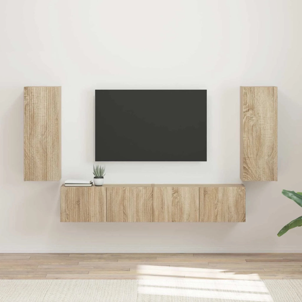 Set di Mobiletto da TV a Parete 4 pcs Rovere Sonoma