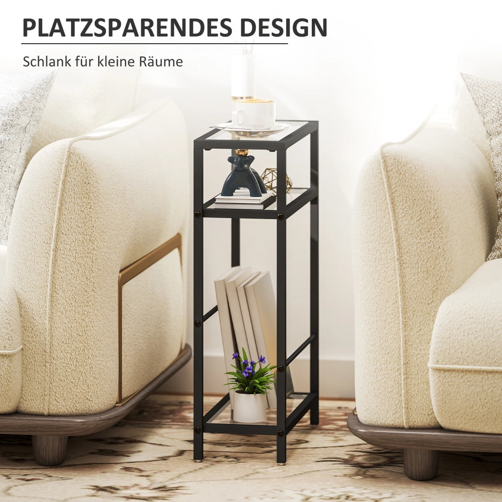 Libreria a scaffali con ripiani in vetro ¨C zephmum ¨C nero 18 cm