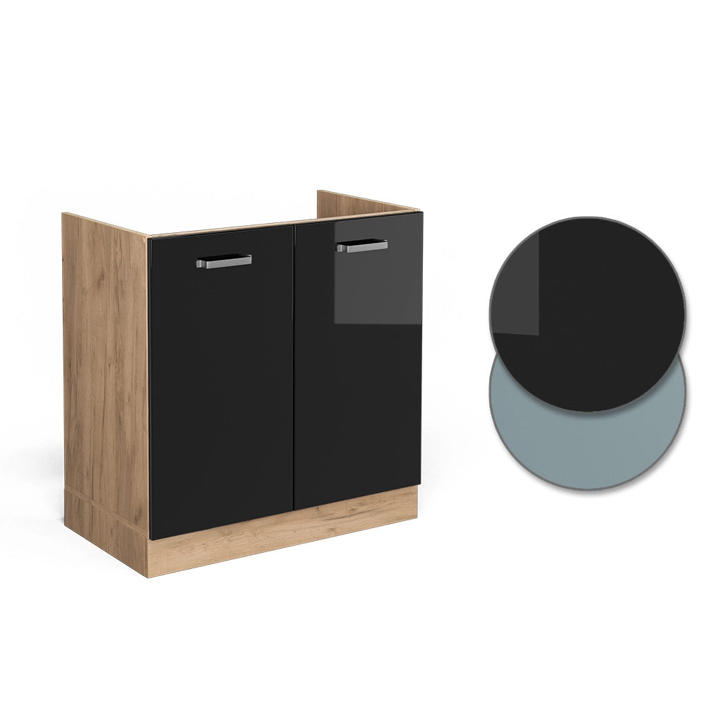 Vicco Mobile lavello cucina Nero lucido 80 cm PL Marmo