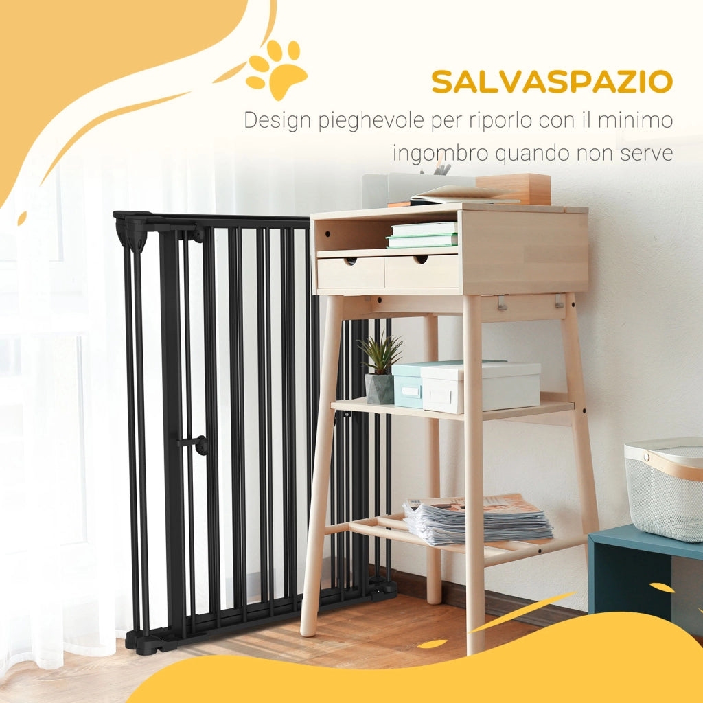 Cancelletto per Cani a 3 Pannelli ¨C Zephmum ¨C Nero, 206x90cm