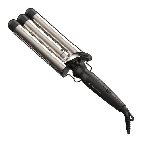 Ga.ma triferro salon curl gama, ideale per realizzare ricci impeccabili su capelli lunghi e folti, 3 tubi da 25 mm, tubo extra-lungo da 170 mm, tecnologia silk chrome, riscaldamento veloce, rivestimento nano silver, temperatura regolabile da 130 a 210°c,  - PC5006
