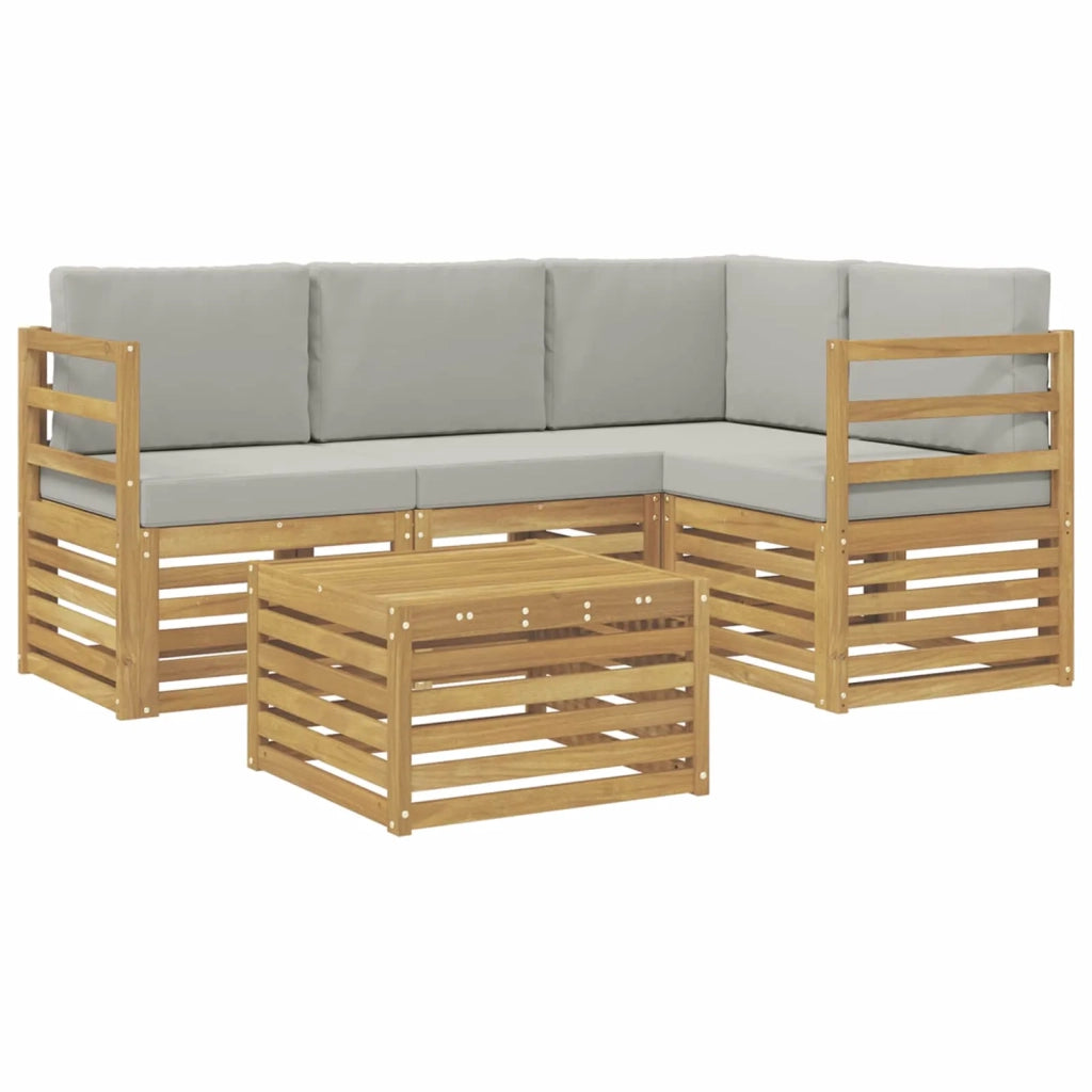 Set di divani da esterno 5 pcs Bianco e Grigio Chiaro 3391776