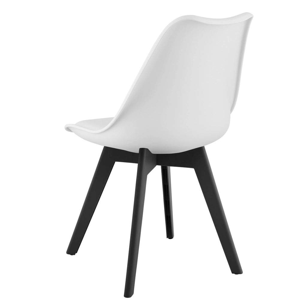 Sedia di design Mark bianca con gambe nere e cuscino