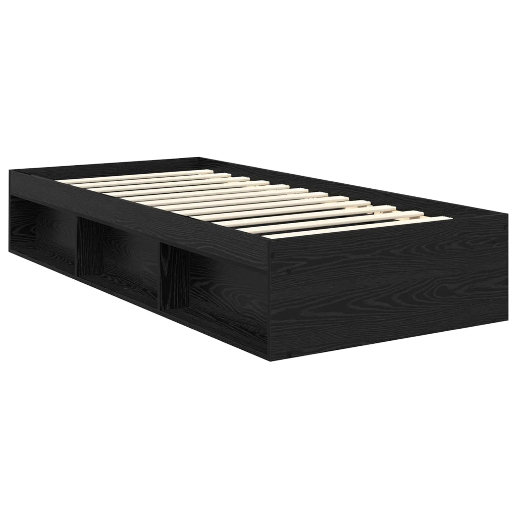 Letto singolo | Letto per adulti | Struttura del letto Nero 100 x 200 cm Pino massello