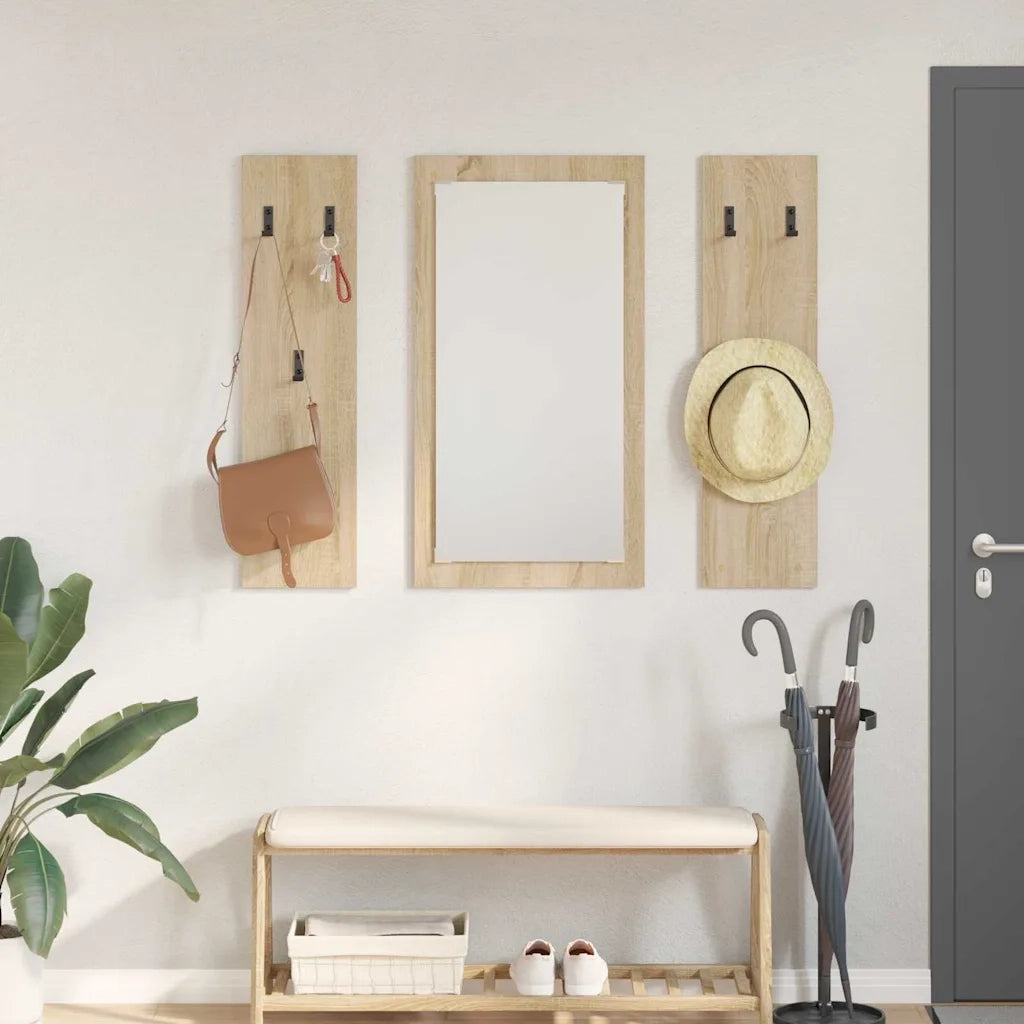 Appendiabiti a muro con specchio Rovere Sonoma 96 x 1,5 x 90 cm CFW6928317