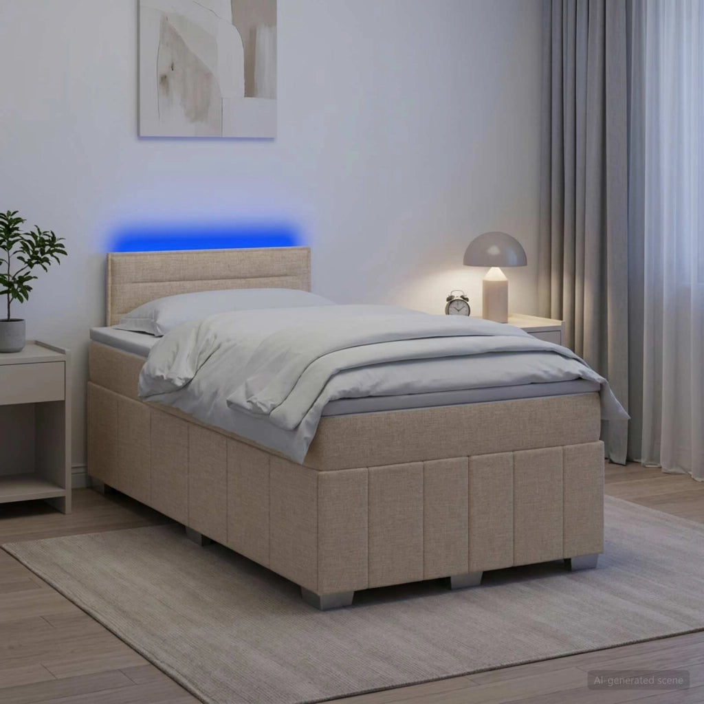 Letto box spring con materasso Crema 120 x 200 cm Tessuto 3452647