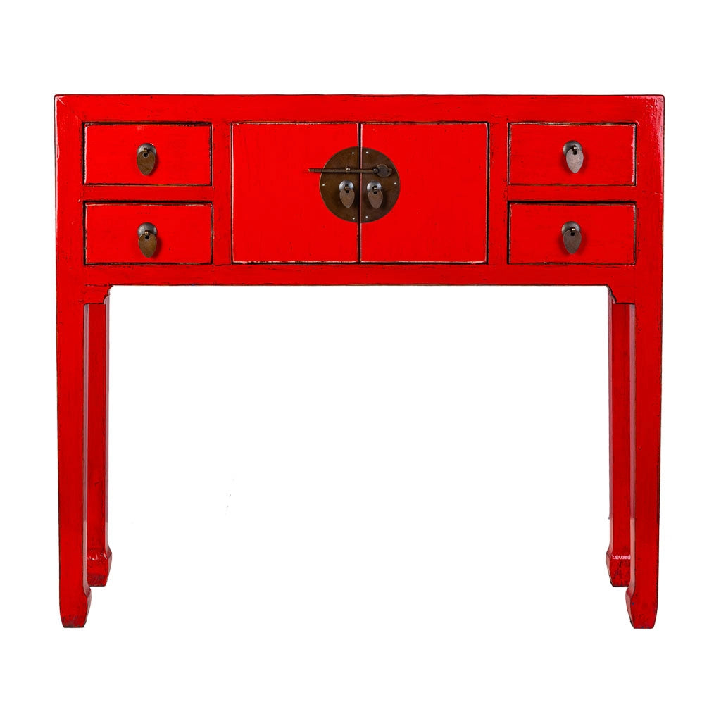 Mobile da ingresso in legno rosso 93x25x84cm