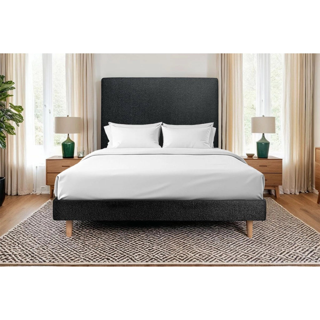 Letto 200x200 cm con testata imbottita - tessuto bouclé