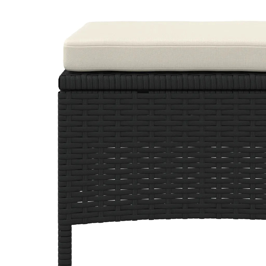 Divano Giardino 2 Posti con Tavolo e Sgabelli Nero Polyrattan 317626