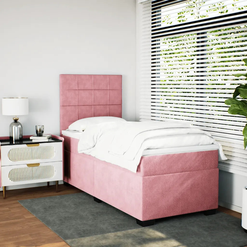 Giroletto a Molle con Materasso Rosa 90x190 cm in Velluto 3293091