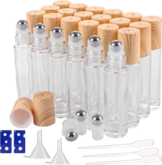 Set di flaconi roll-on da 10 ml per olii essenziali - lotto da 24 pezzi