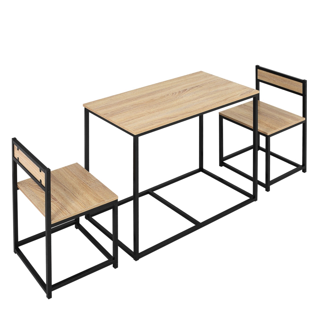 Set tavolo da pranzo con 2 sedie pieghevoli ¨C Xylo ¨C metallo nero effetto rovere chiaro