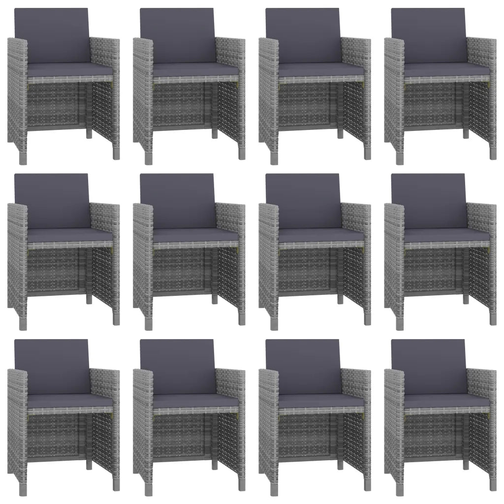 Set da Pranzo da Giardino 13 pz e Cuscini Polyrattan Antracite 46381