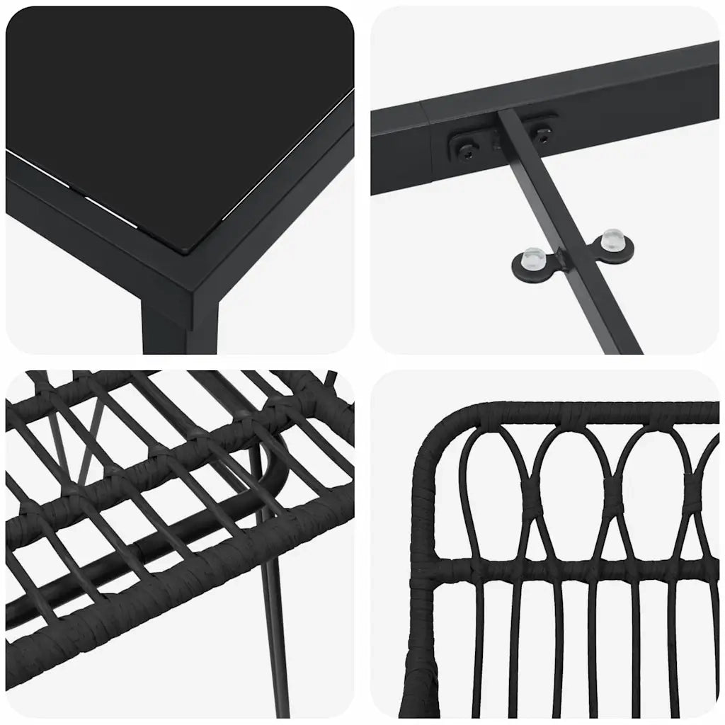 Set da Pranzo per Giardino 5 pcs Nero 3379185