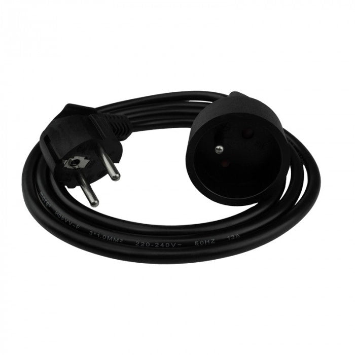 Prolunga elettrica 1 presa 1,5 m con terra nera Ecolight