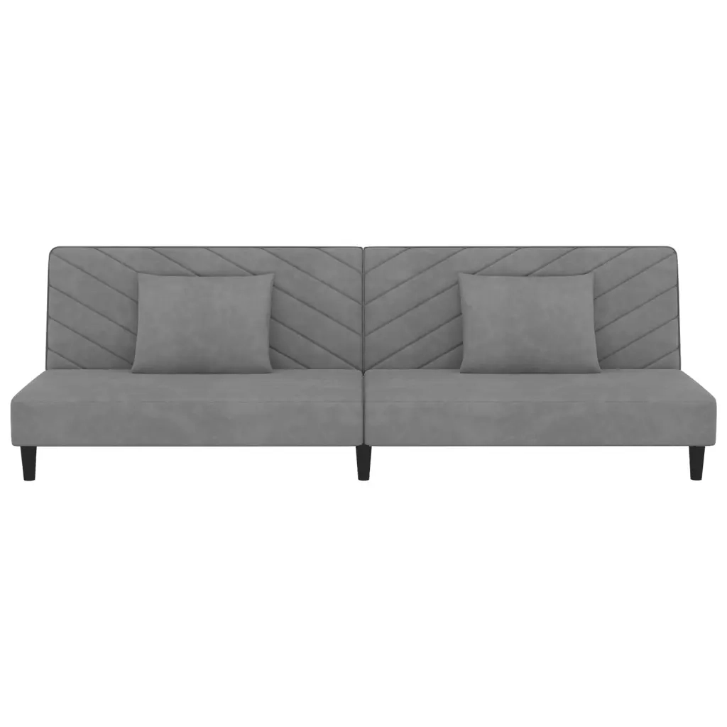 Divano letto | Sof¨¤ letto | Letto singolo a 2 Posti con 2 Cuscini Grigio Chiaro in Velluto
