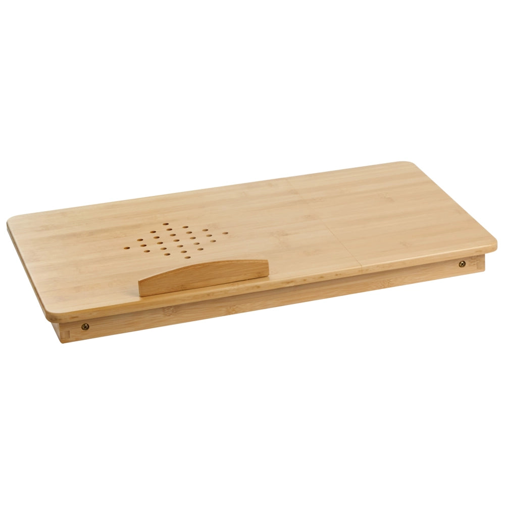 Scrivania pieghevole per laptop Telaio in bambù marrone chiaro Vassoio da letto portatile per la colazione con cassetto Stile scandinavo
