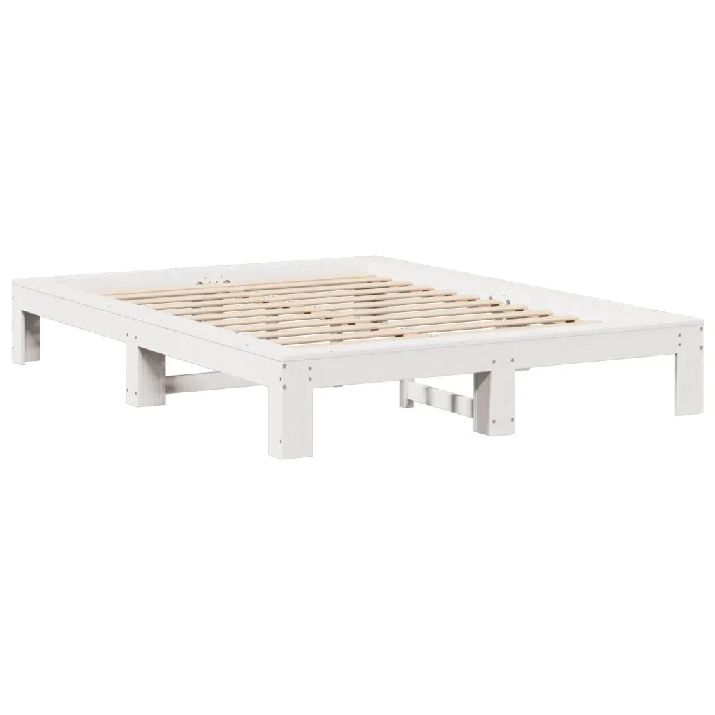 Letto senza Materasso-Struttura Letto Bianco 150x200 cm Legno Massello di Pino 249948