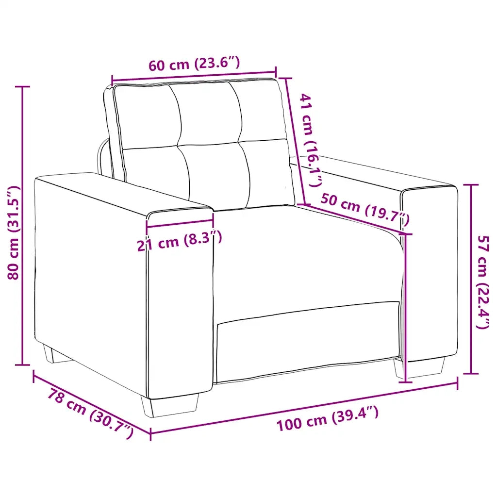 Divano Sedia Nero 100x78x80 cm Velluto 4105103