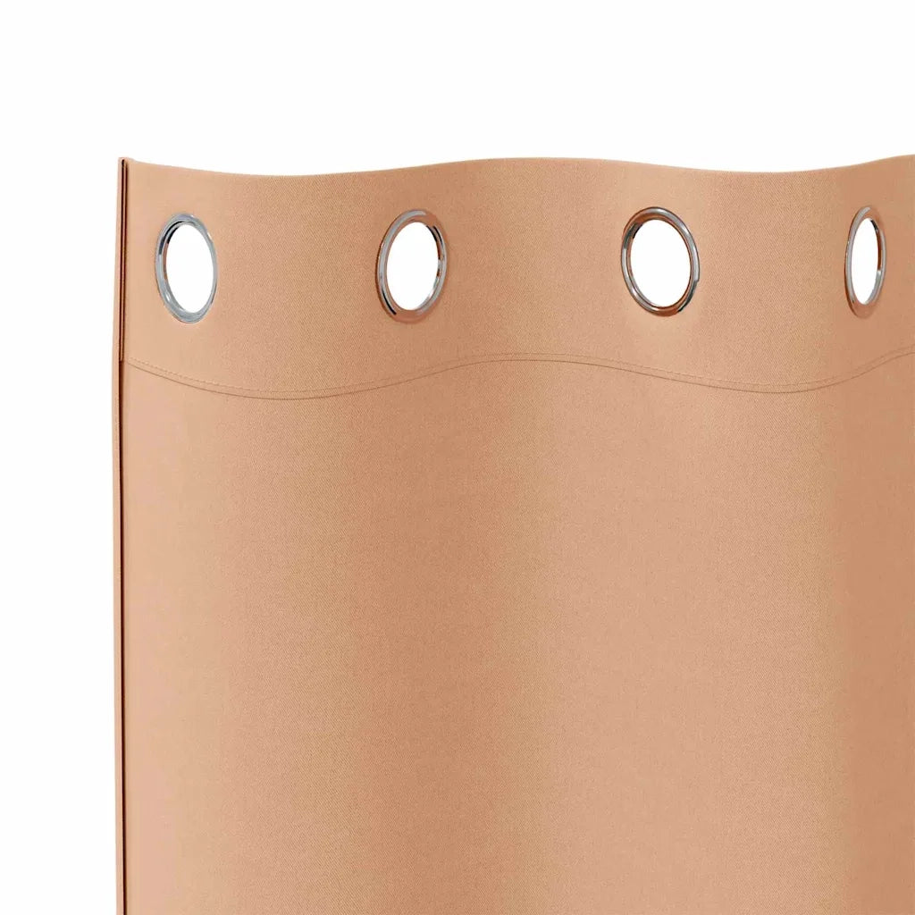 Tende Oscuranti | Tende Blackout con Anelli 2 pz Marrone Chiaro 245 x 140 cm