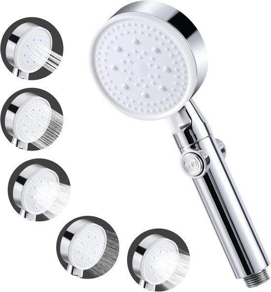 Douchekop ad alta pressione - risparmio d'acqua - 5 tipi di getto