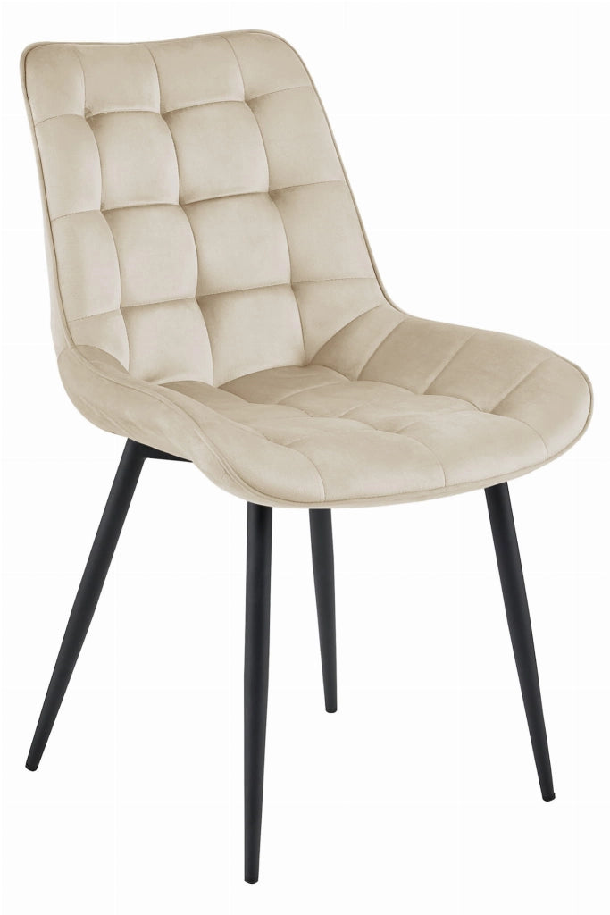 Sedia VALORA BERA - Velluto beige con gambe nere