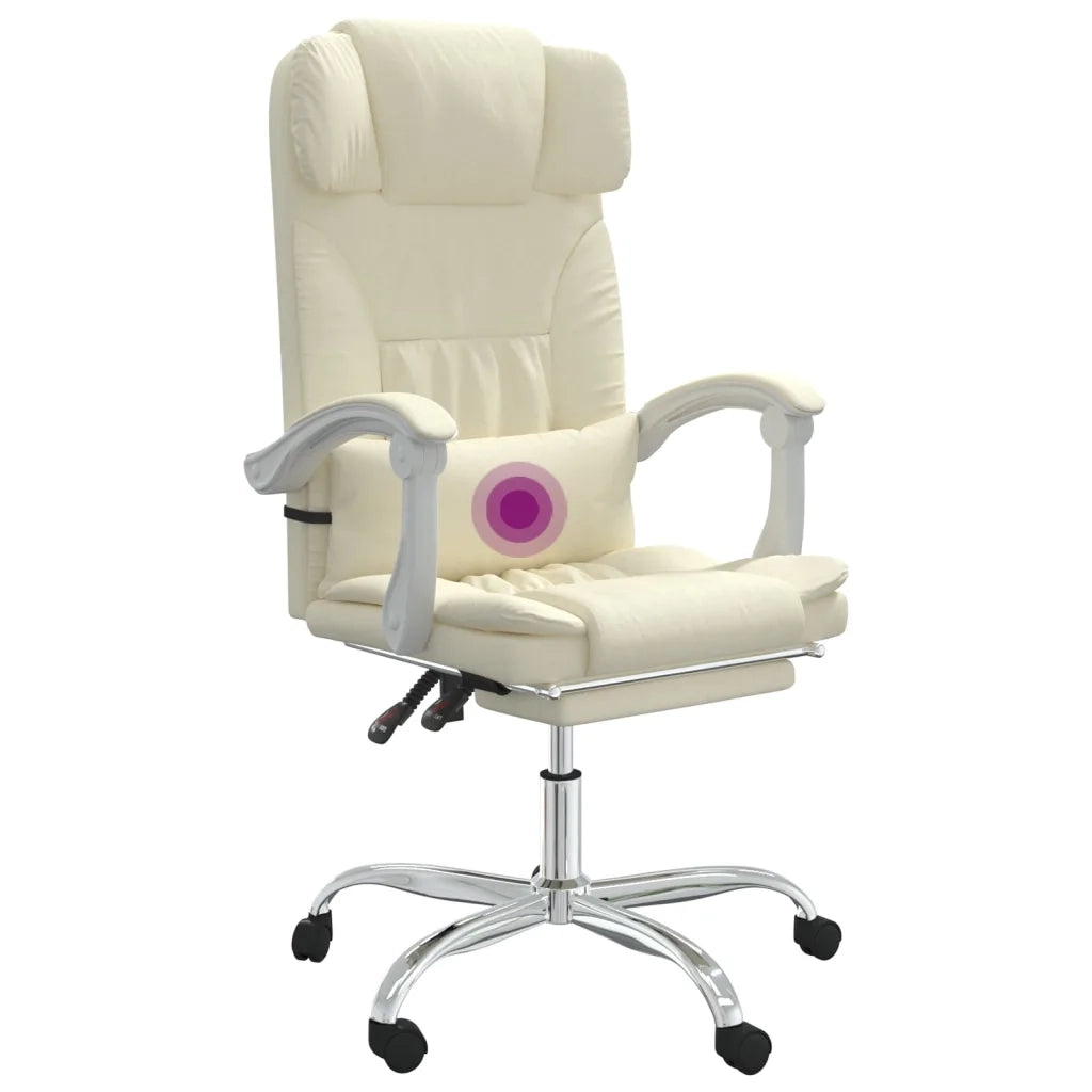 Poltrona da Ufficio Massaggiante Reclinabile Crema Similpelle 349746
