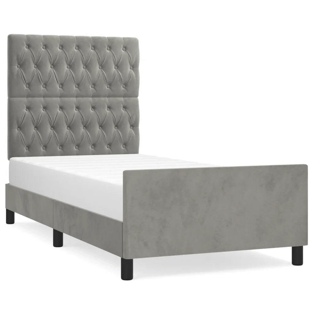 Giroletto senza Materasso Grigio Chiaro 100x200 cm Velluto