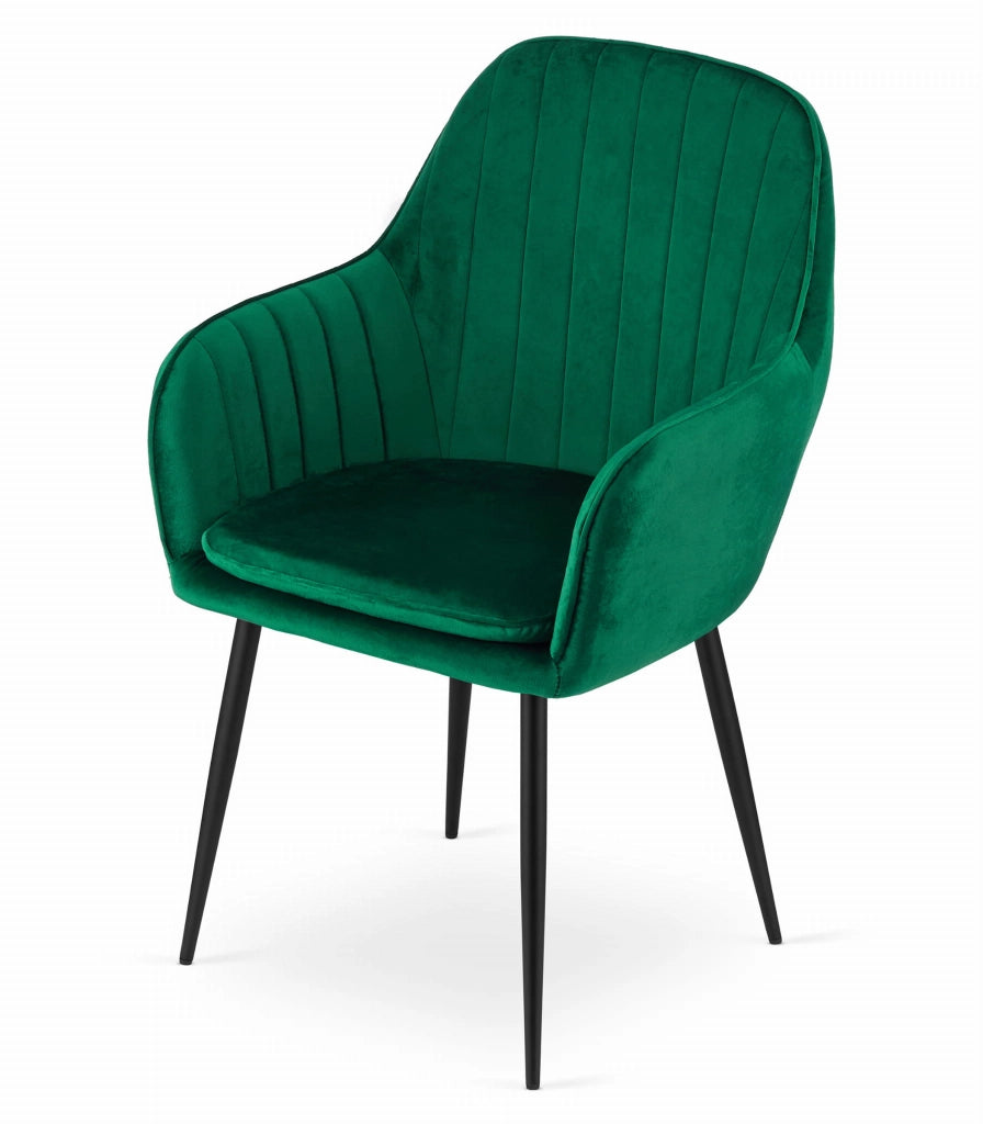 Sedia VALORA LUGO - Velluto verde con gambe nere x 2