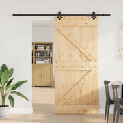 Porta scorrevole NARVIK Naturale e Nero 80 x 210 cm (213,5 cm) 3445236