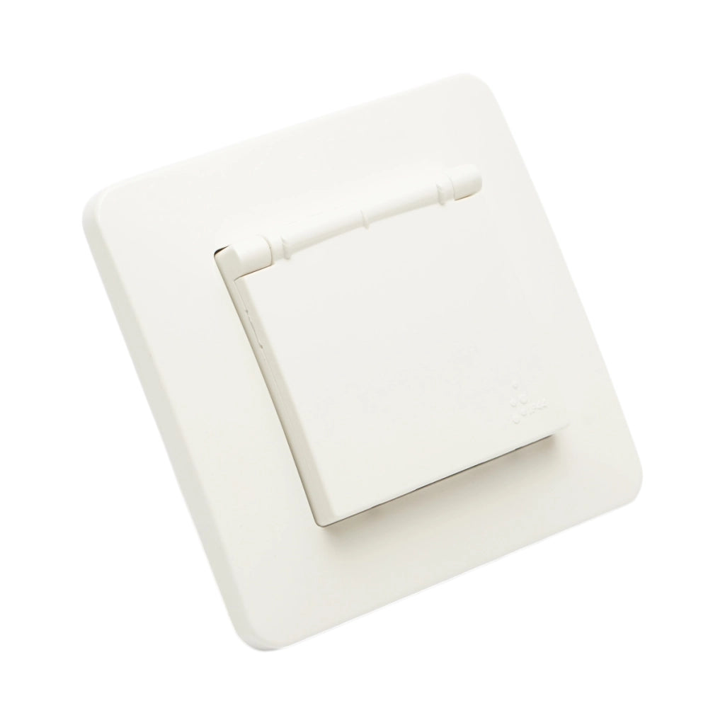 Presa schuko da incasso bianca 220V, 16A, PC con coperchio protettivo IP44 80x80mm