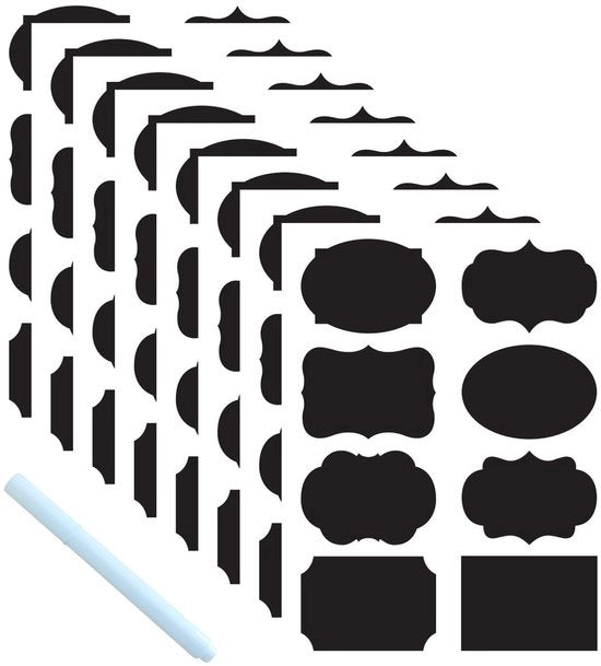 Etichette Selfadesive - 64 pezzi - Impermeabili - Stickers per lavagna - Lavabili - Sostenibili - Vinyl - Plastica