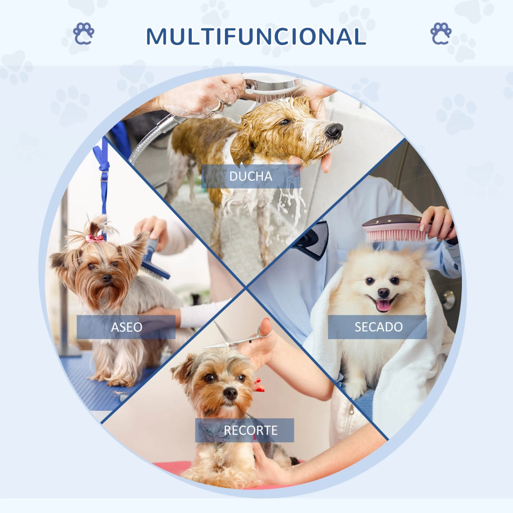 Tavolo da Toelettatura per Animali Domestici ¨C zephmum ¨C Blu 72x45x74-81 cm