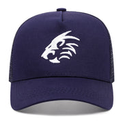 Cappellino da baseball blu con testa di tigre