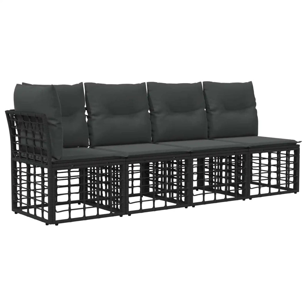 Set Divano da Giardino 8 pz Nero e Grigio scuro polyrattan 3437889