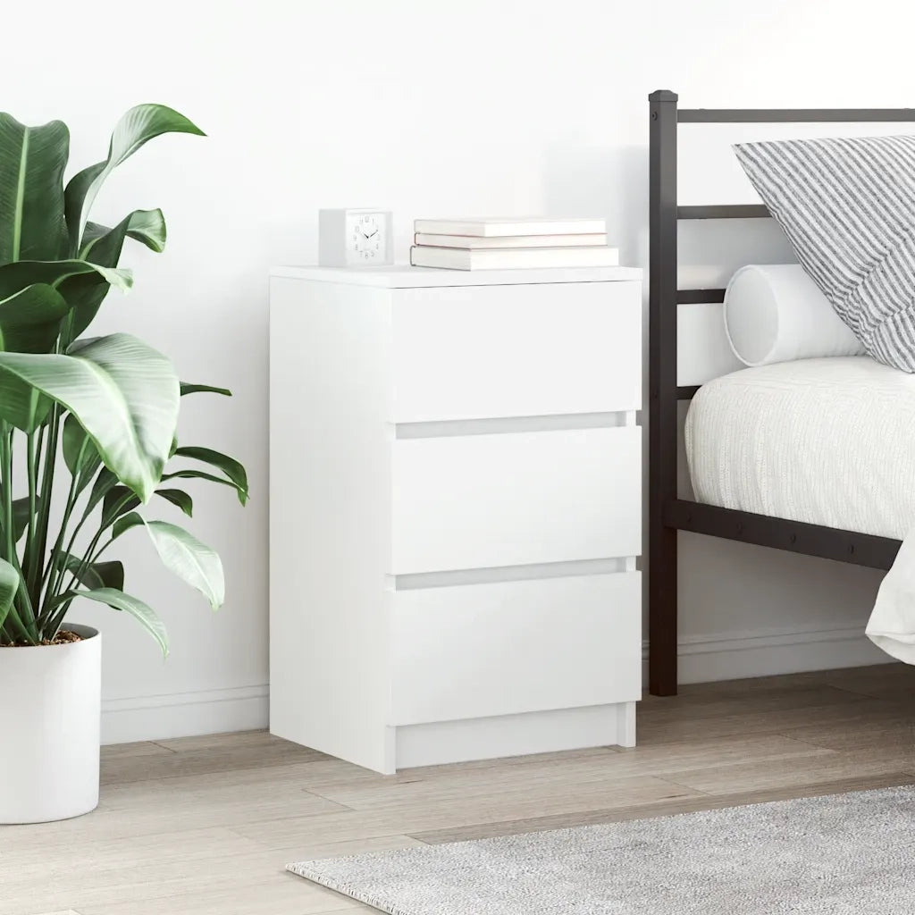 Set di 2 Comodini | Armadio da Notte | Mobiletto da notte con 3 Cassetti Bianco 39x35x65 cm