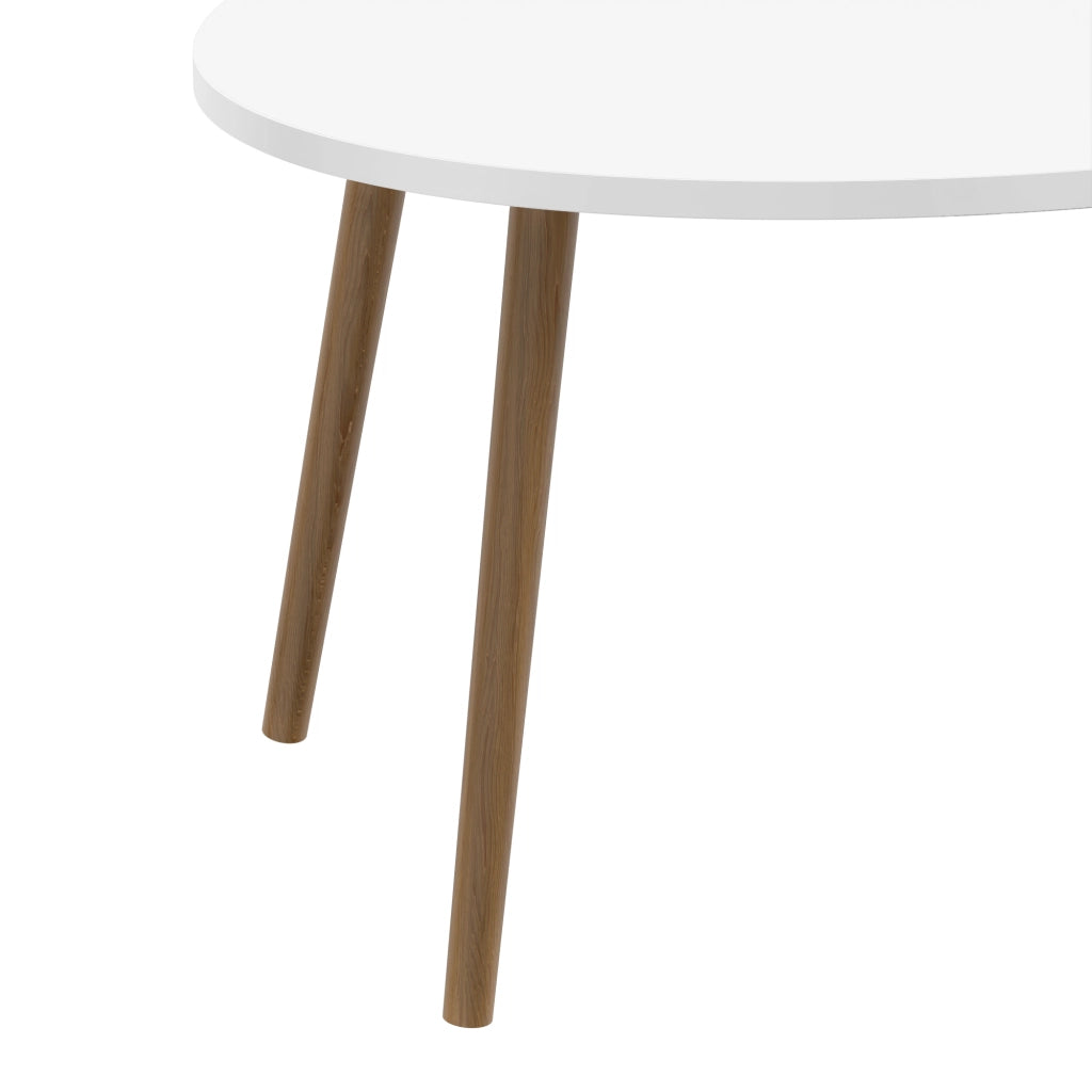 Tavolino Basso da caffè 'Sindal' (AxLxP) 41 x 90 x 50 cm Tavolino da Salotto con Gambe in Legno e Piano Ovale - Bianco [en.casa]