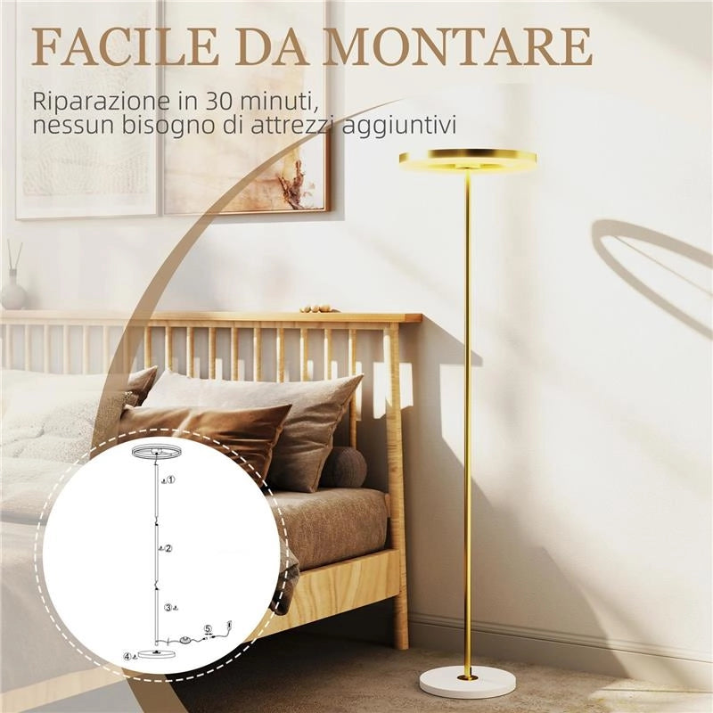 LAMPADA DA TERRA MODERNA CON LUCE DIMMERABILE CON INTERRUTTORE A PEDALE E 3 LUMINOSITÓ, ORO