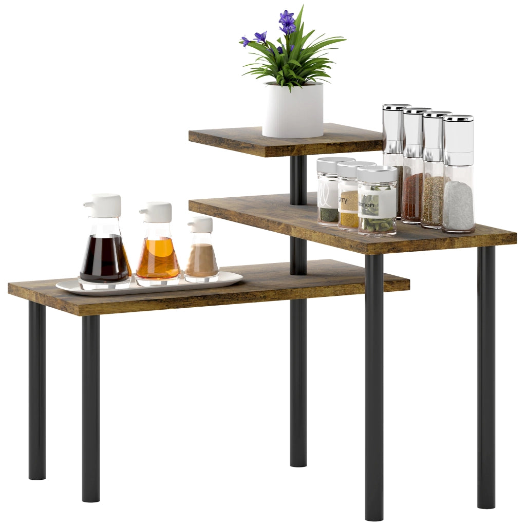Scaffale Girevole 3 Ripiani Salvaspazio ¨C Xylo ¨C Legno e Acciaio Marrone Rustico 40x10x36.5 cm
