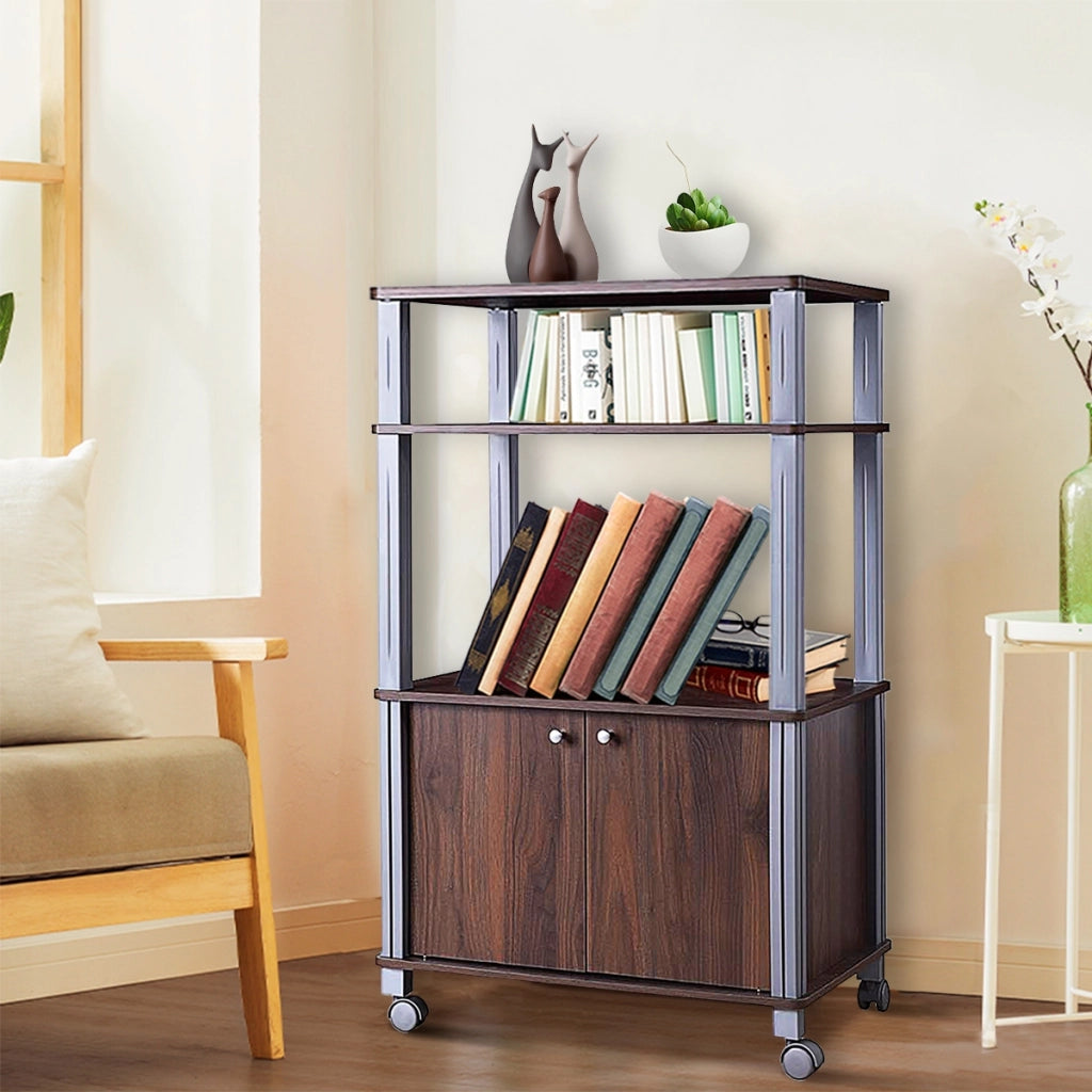 Carrello da cucina multiuso con ruote e 2 ante Carrello in legno a 3 ripiani 60x40x98cm Caff¨¨