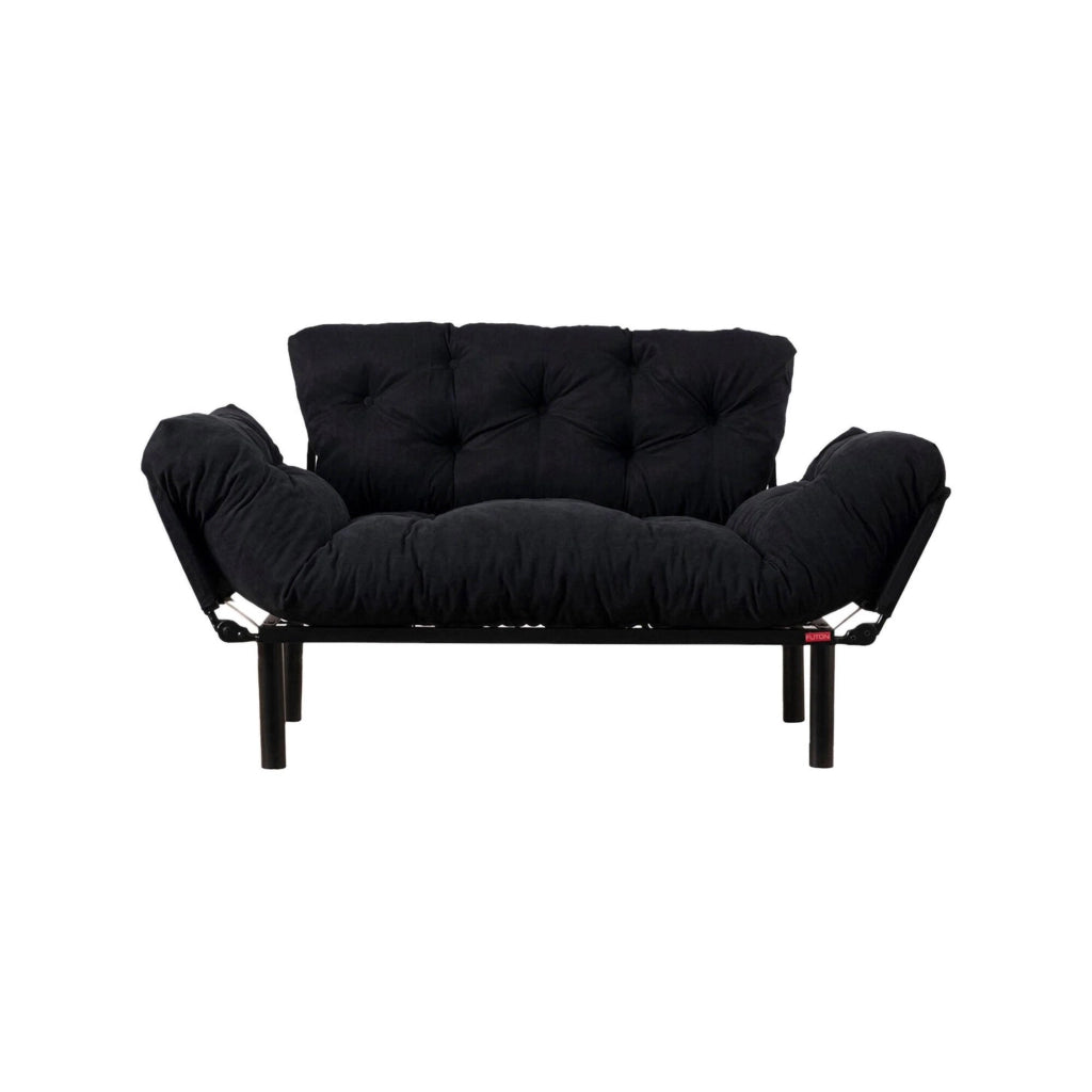 Guchol, Divano Letto 2 Posti Contenitore, 155x70 cm Nero