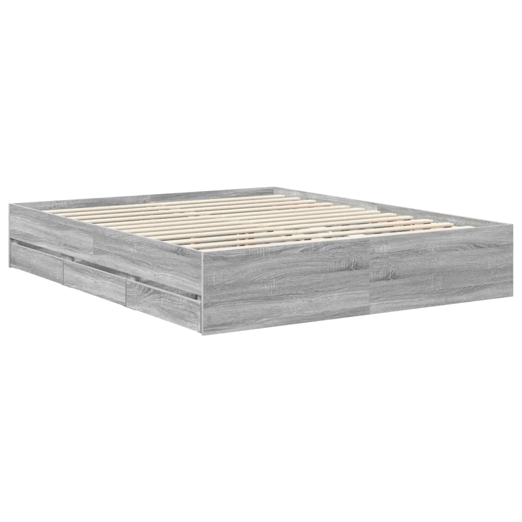 Struttura del letto con cassetto Grigio Sonoma 160 x 200 cm