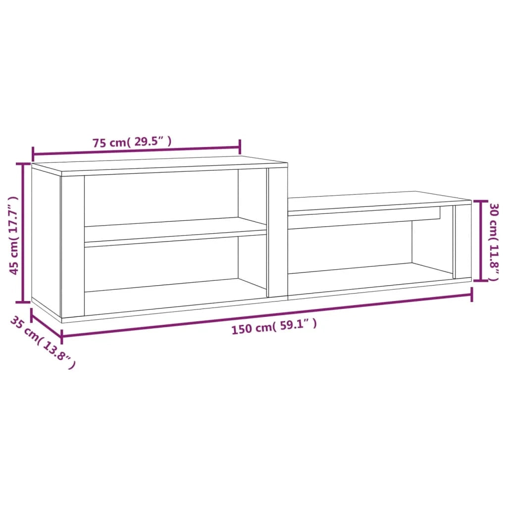 Scarpiera mobiletto portascarpe mobile per ingresso/corridoio/soggiorno 150 x 35 x 45 cm legno ingegnerizzato grigio 02_0021802